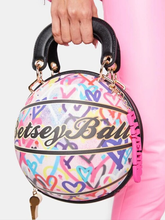 Betsey Johnson Handbags - betsey johnson kitsch betsey-ball top handle crossbody basketball purse
